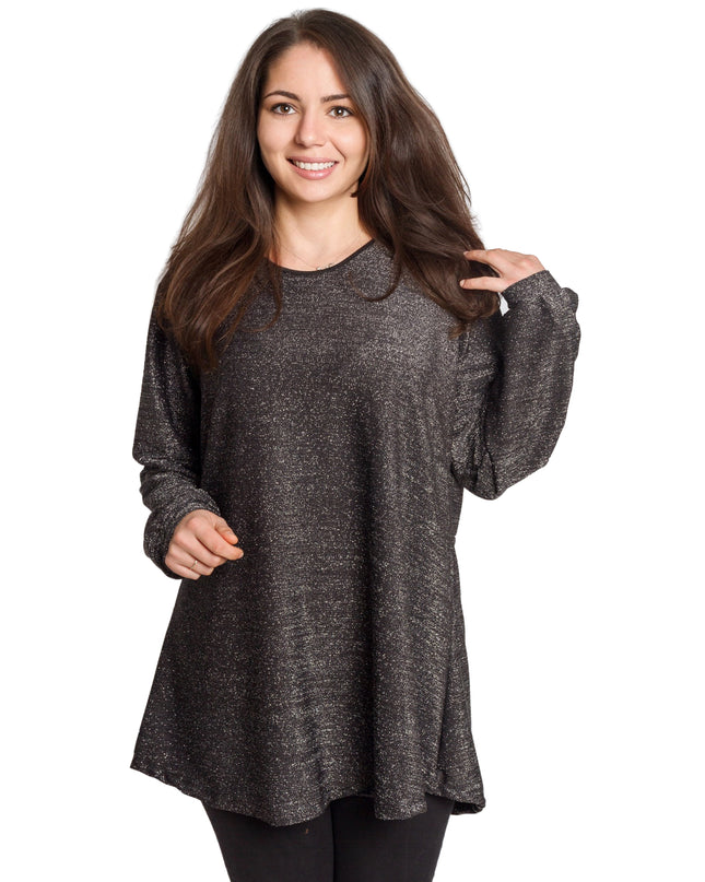 Κομψό χαλαρό χιτώνα με γυαλιστερό σχέδιο σε μεγάλα μεγέθη