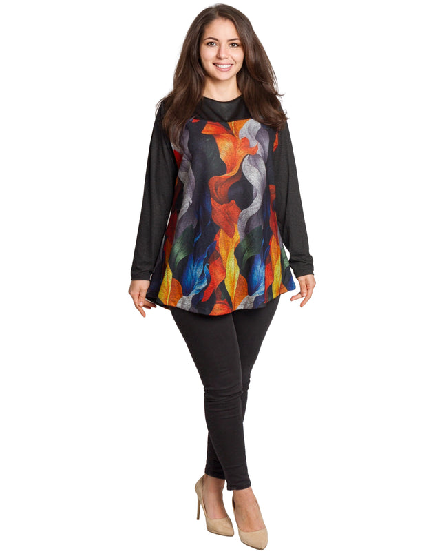 Άνετη τουνίκ με πολύχρωμο φλοράλ μοτίβο