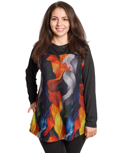 Άνετη τουνίκ με πολύχρωμο φλοράλ μοτίβο