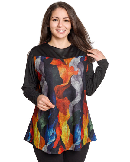 Άνετη τουνίκ με πολύχρωμο φλοράλ μοτίβο