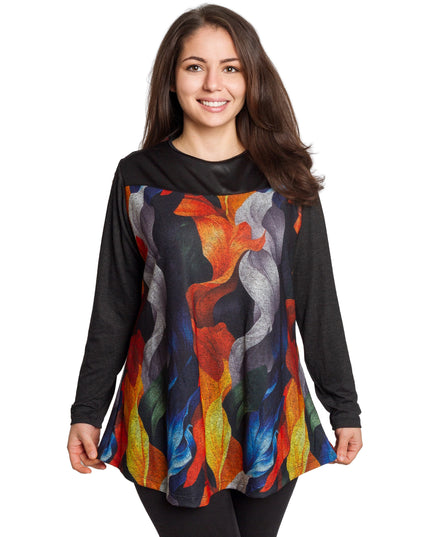 Άνετη τουνίκ με πολύχρωμο φλοράλ μοτίβο