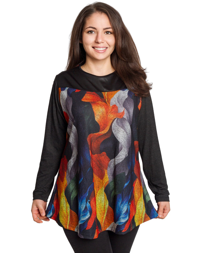 Άνετη τουνίκ με πολύχρωμο φλοράλ μοτίβο