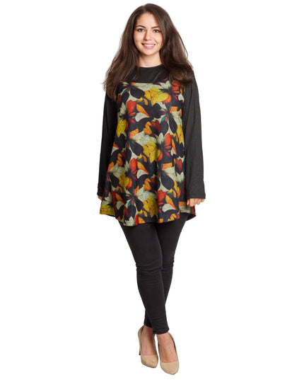 Μαύρη τουνίκ με ζεστό φλοράλ μοτίβο