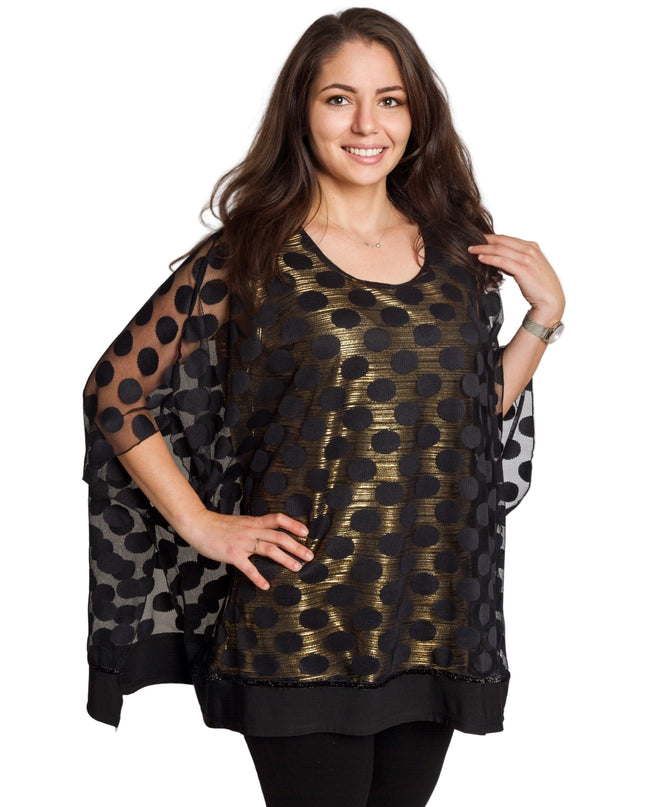 Επίσημη ίσια τουνίκ με πουά και χρυσή επένδυση