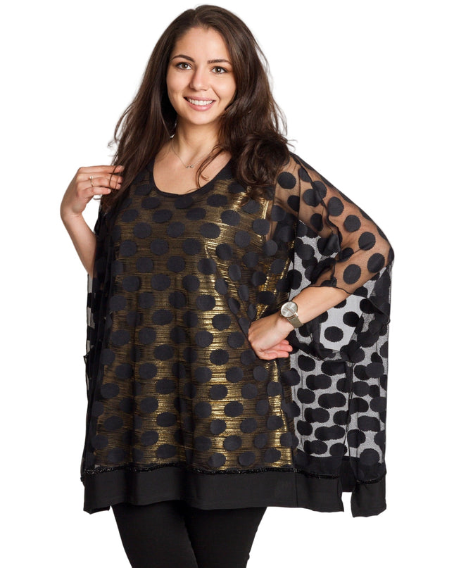 Επίσημη ίσια τουνίκ με πουά και χρυσή επένδυση