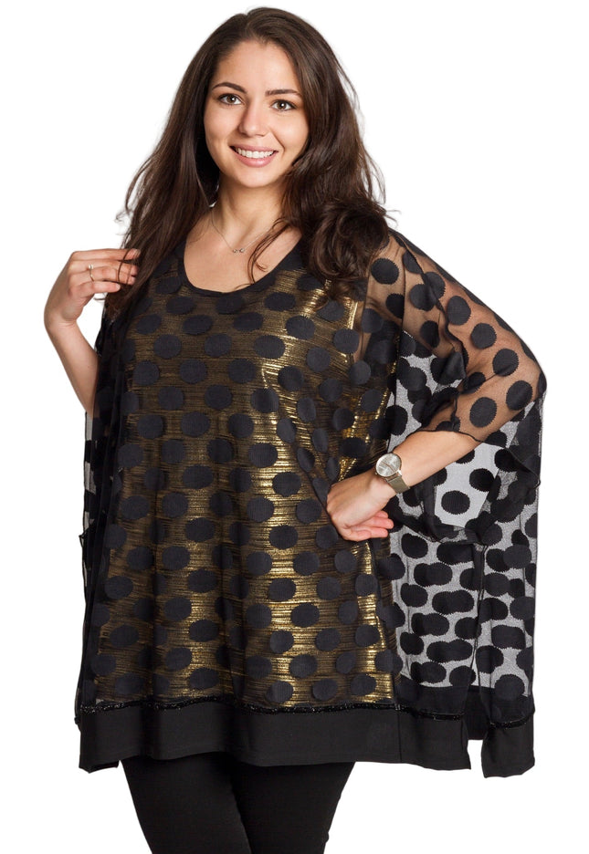 Επίσημη ίσια τουνίκα με πουά και χρυσή επένδυση