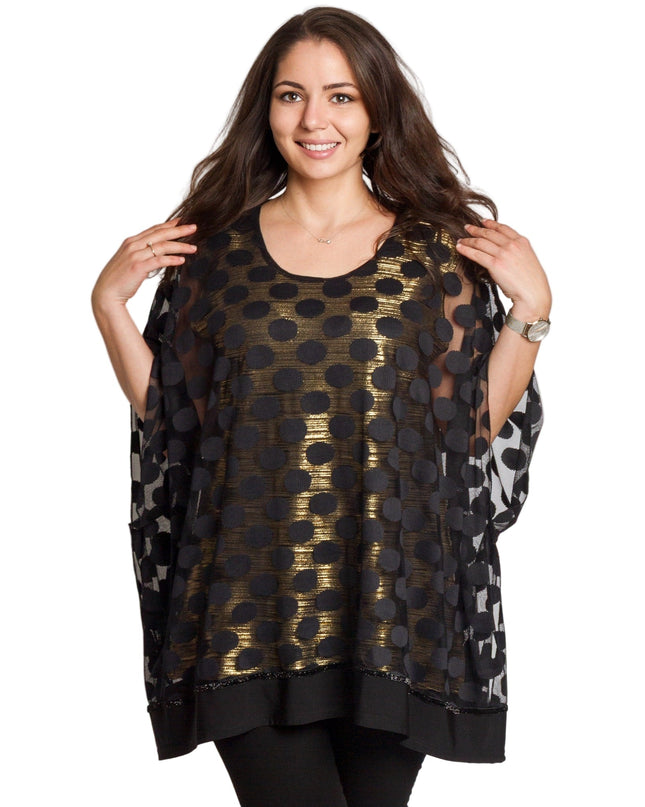 Επίσημη ίσια τουνίκ με πουά και χρυσή επένδυση