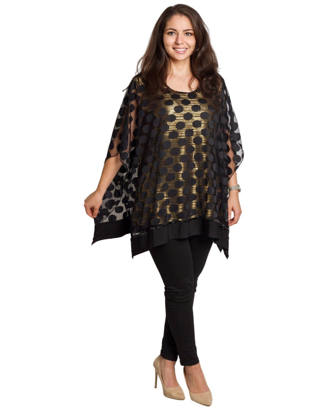 Επίσημη ίσια τουνίκ με πουά και χρυσή επένδυση