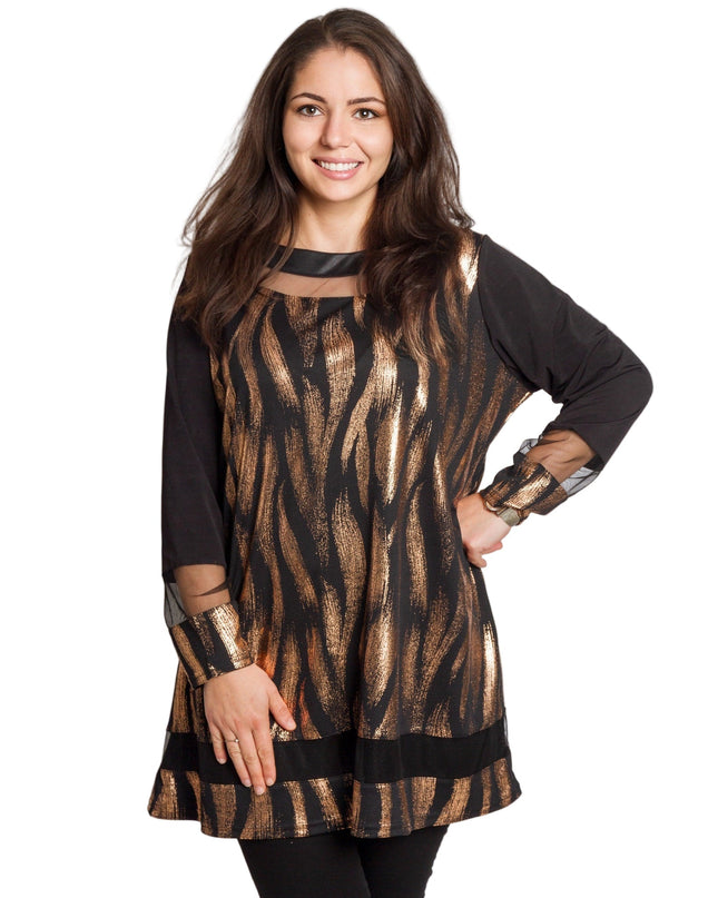 Γιορτινή μαύρη τουνίκ με λαμπερή και άνετη γραμμή