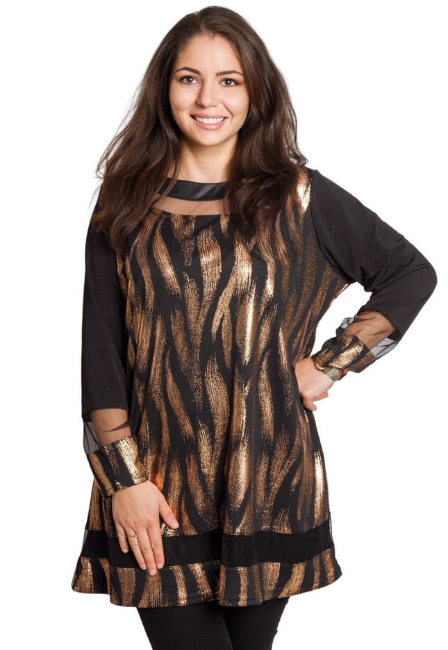 Γιορτινή μαύρη τουνίκα με λαμπερή και άνετη γραμμή