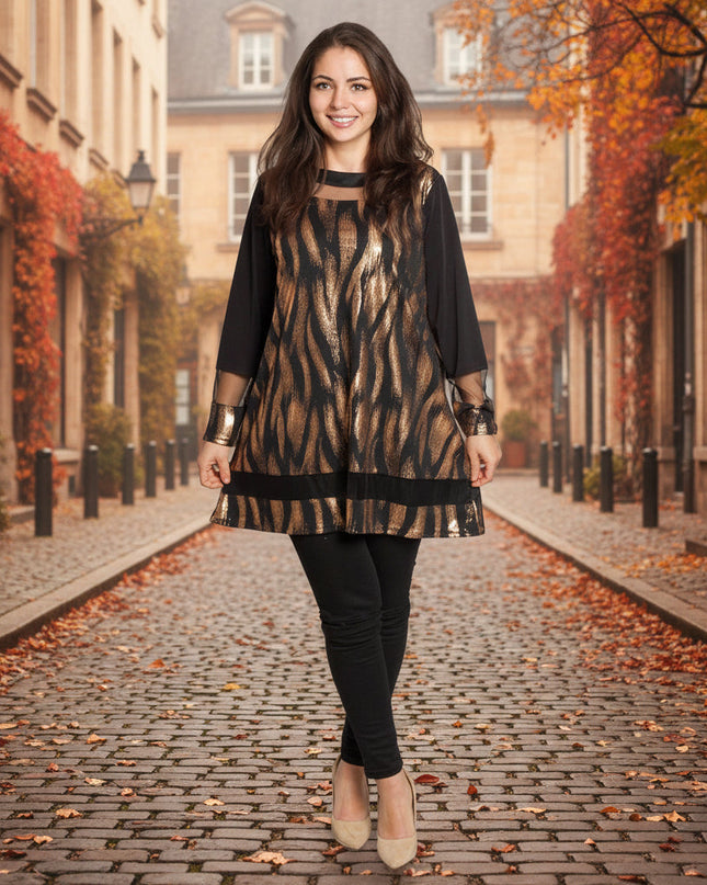 Γιορτινή μαύρη τουνίκ με λαμπερή και άνετη γραμμή