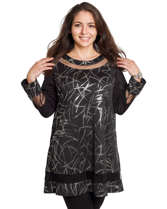 Γυναικεία τουνίκ με ασημί λεπτομέρειες μεγάλα μεγέθη