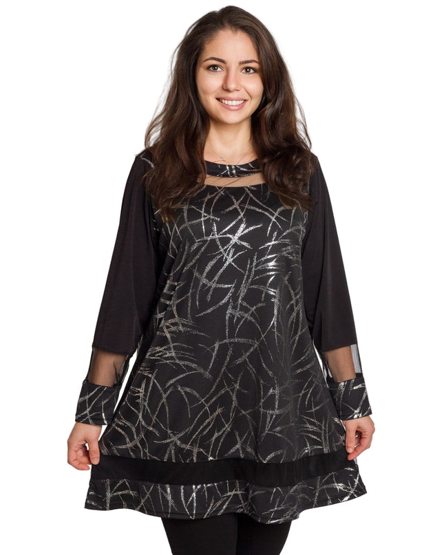 Γυναικεία τουνίκ με ασημί λεπτομέρειες μεγάλα μεγέθη