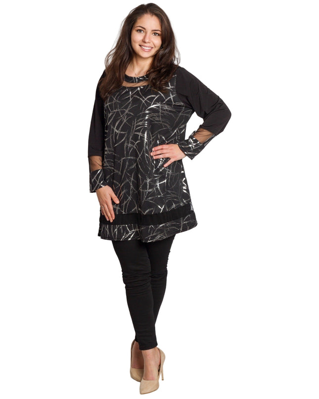 Γυναικεία τουνίκ με ασημί λεπτομέρειες μεγάλα μεγέθη