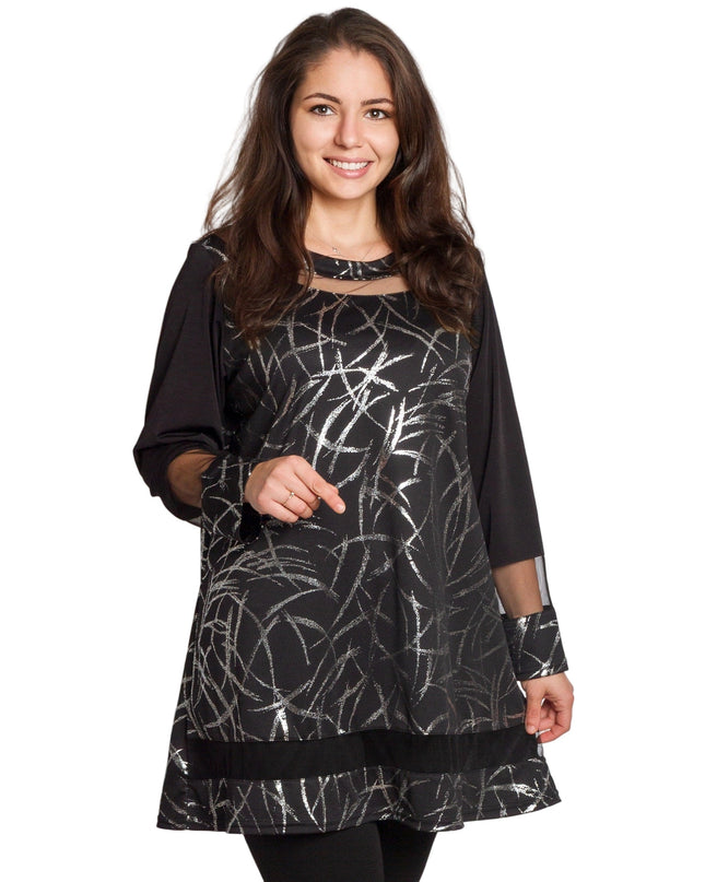 Γυναικεία τουνίκ με ασημί λεπτομέρειες μεγάλα μεγέθη