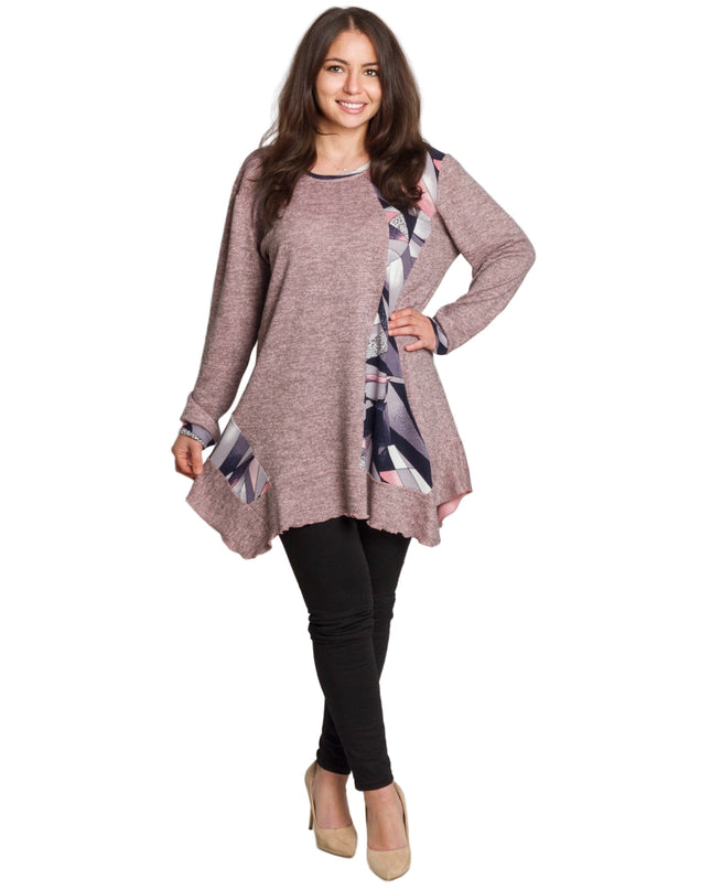 Αέρινη τουνίκ σε ροζ πούδρα για μεγάλα μεγέθη