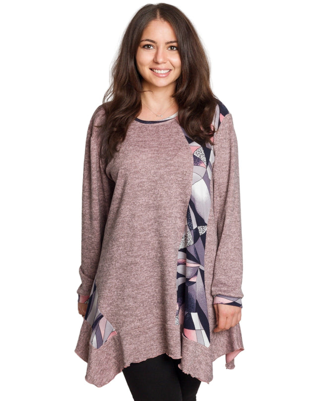 Αέρινη τουνίκ σε ροζ πούδρα για μεγάλα μεγέθη