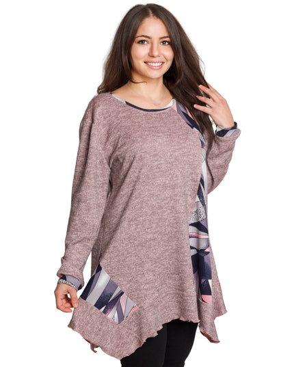 Αέρινη τουνίκ σε ροζ πούδρα για μεγάλα μεγέθη