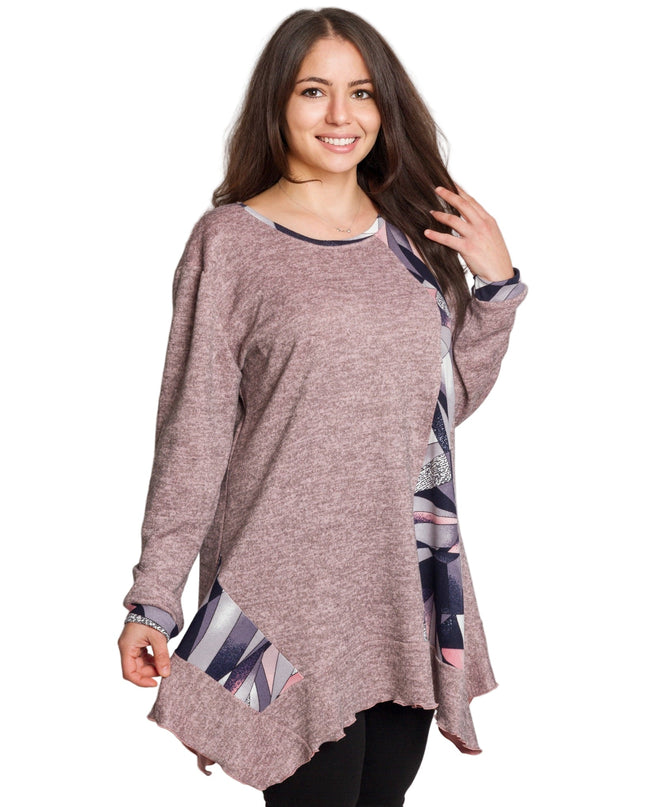 Αέρινη τουνίκ σε ροζ πούδρα για μεγάλα μεγέθη