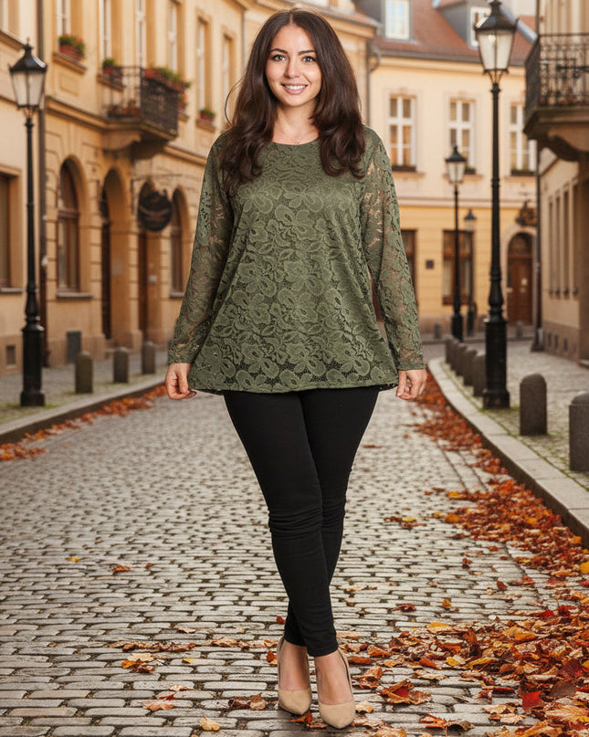 Επίσημη  πράσινη μπλούζα με δαντέλα