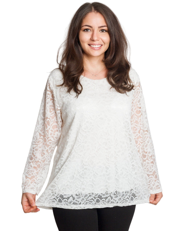 Λευκή επίσημη μπλούζα με δαντέλα