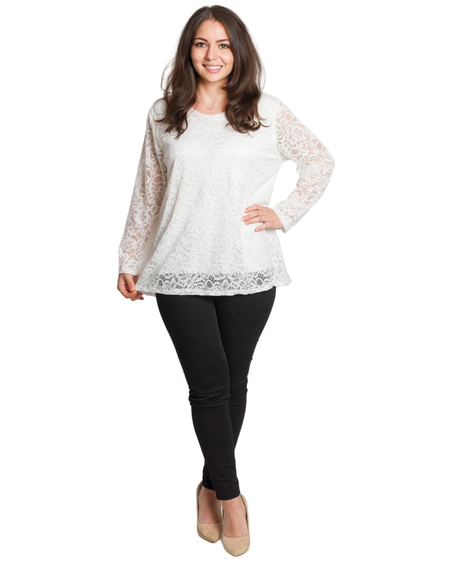 Λευκή επίσημη μπλούζα με δαντέλα