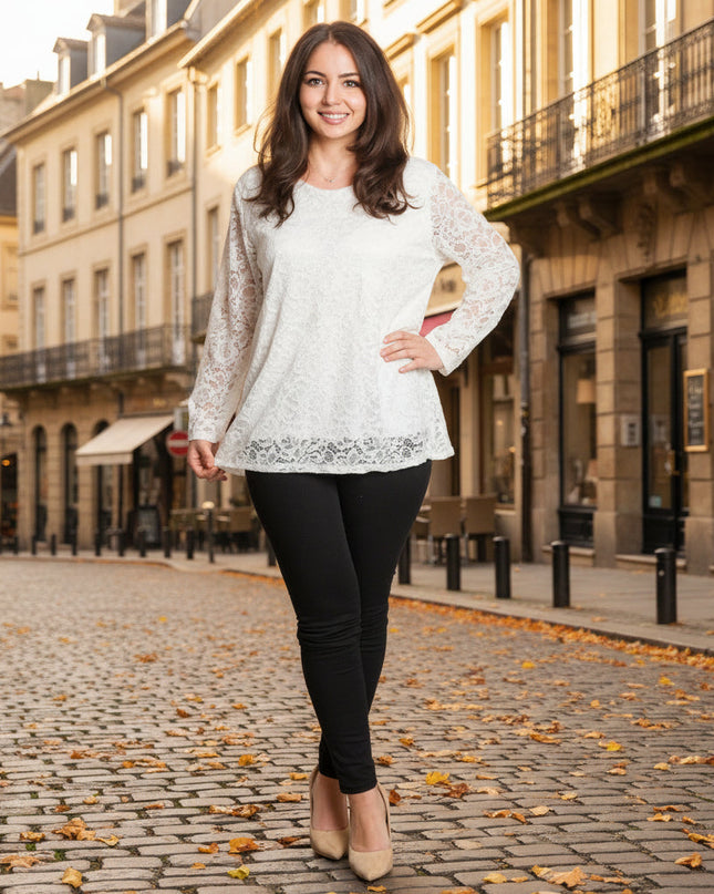 Λευκή επίσημη μπλούζα με δαντέλα