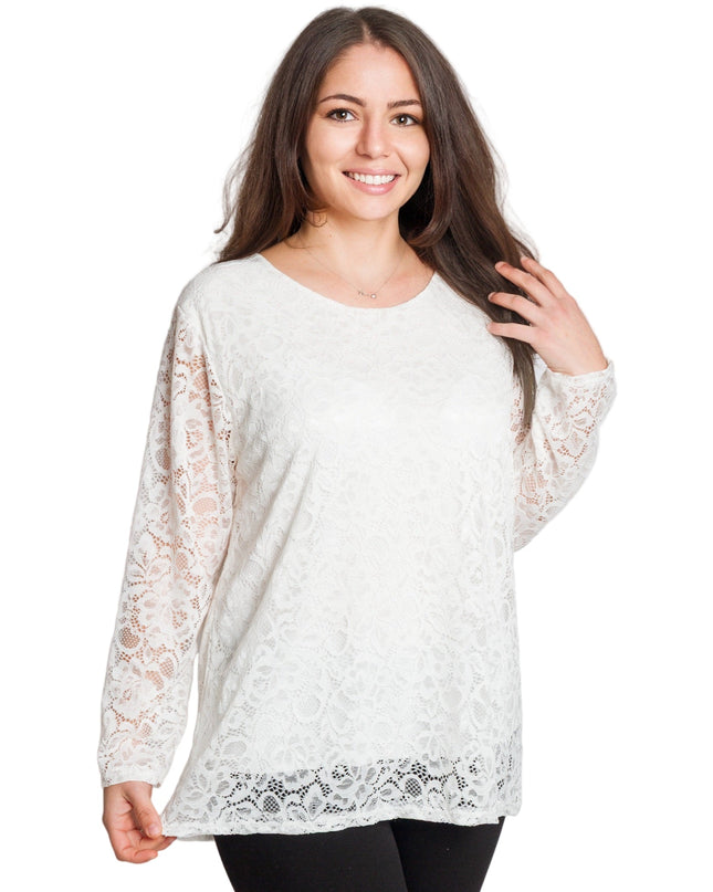 Λευκή επίσημη μπλούζα με δαντέλα