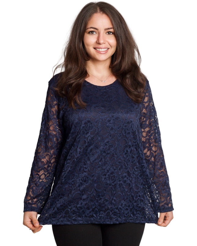 Επίσημη μπλούζα σε σκούρο μπλε με δαντέλα