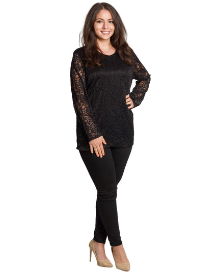 Μαύρη επίσημη μπλούζα με δαντελένια μανίκια