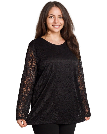 Μαύρη επίσημη μπλούζα με δαντελένια μανίκια