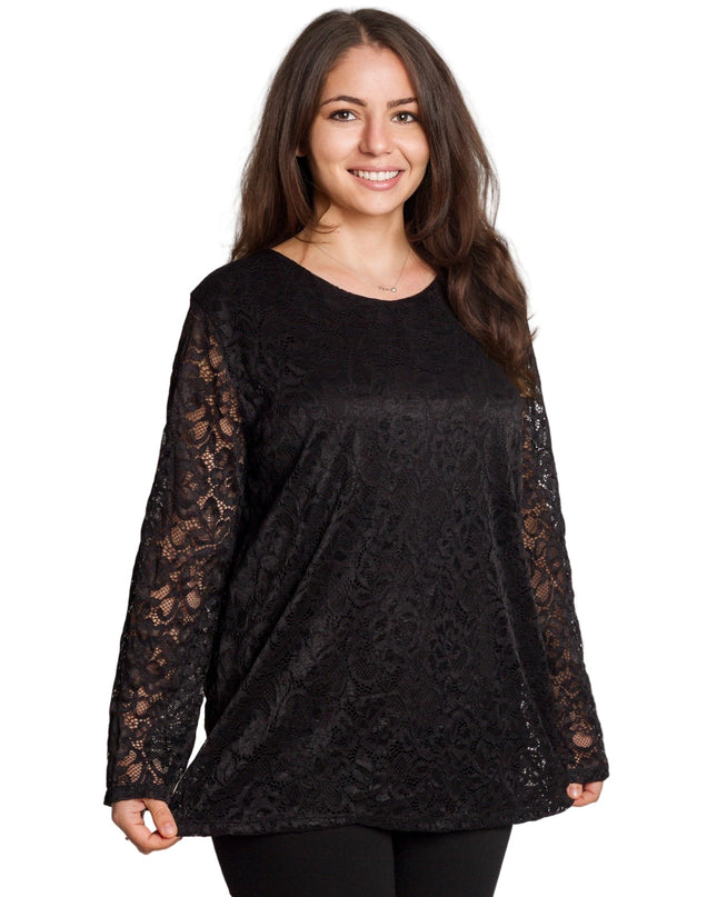 Μαύρη επίσημη μπλούζα με δαντελένια μανίκια