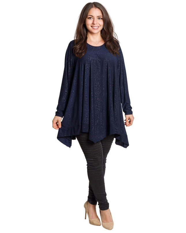 Σκούρα μπλε τουνίκ με ανάγλυφο μεγάλα μεγέθη