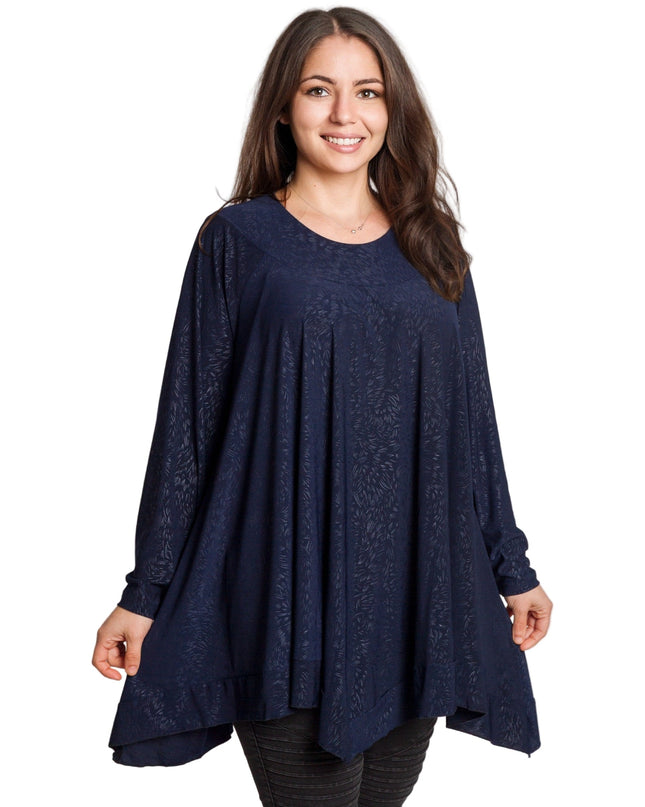 Σκούρα μπλε τουνίκ με ανάγλυφο μεγάλα μεγέθη