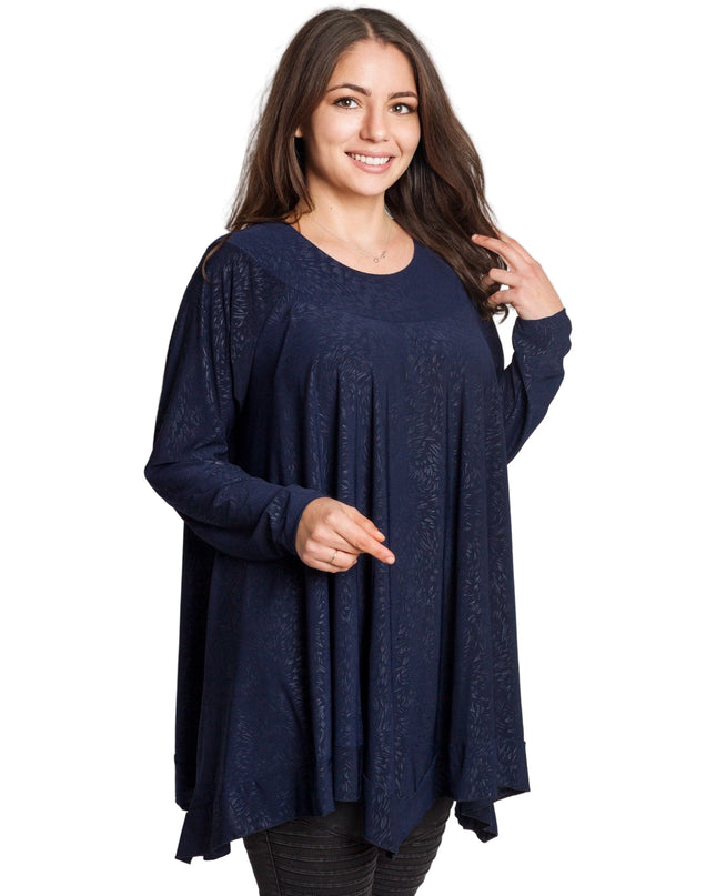 Σκούρα μπλε τουνίκ με ανάγλυφο μεγάλα μεγέθη