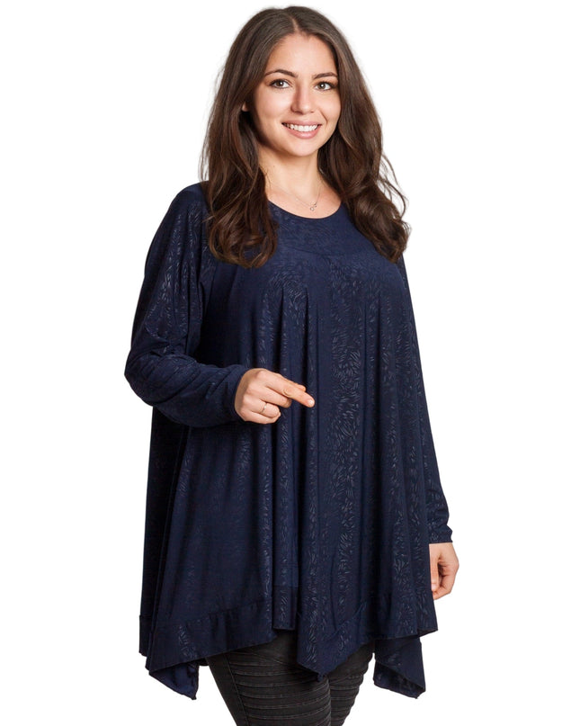 Σκούρα μπλε τουνίκ με ανάγλυφο μεγάλα μεγέθη