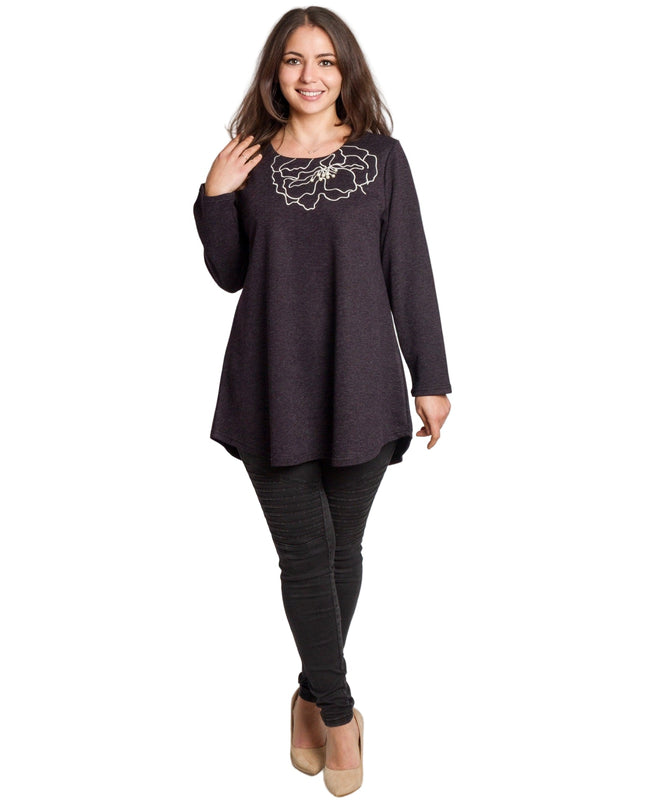 Μωβ τουνίκ με κέντημα και πέρλες