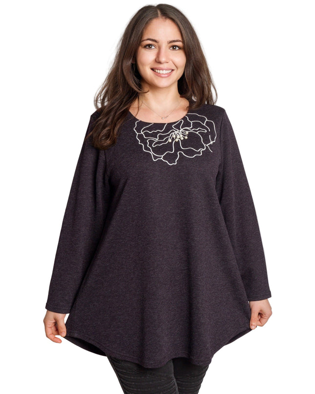 Μωβ τουνίκ με κέντημα και πέρλες