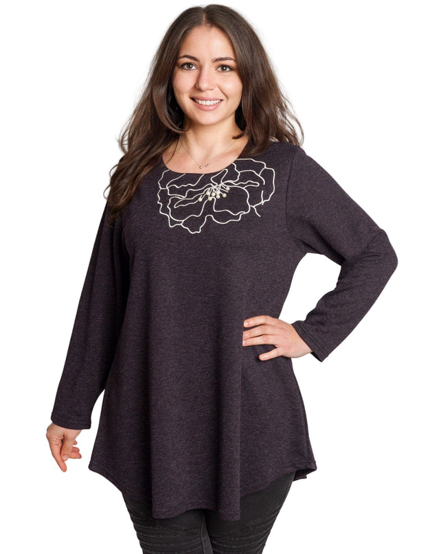 Μωβ τουνίκ με κέντημα και πέρλες