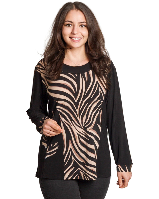 Μαύρη τουνίκ με animal print και ίσια γραμμή