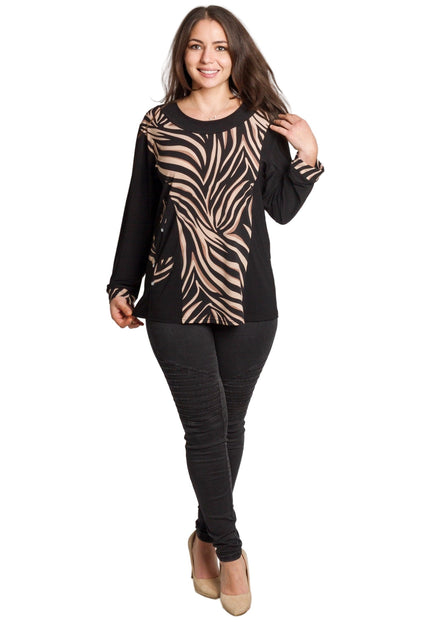 Μαύρη τουνίκ με animal print και ίσια γραμμή