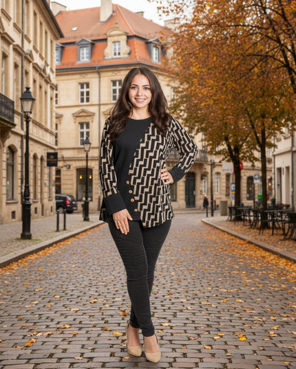 Τουνίκ με σχέδιο και διακοσμητικά κουμπιά