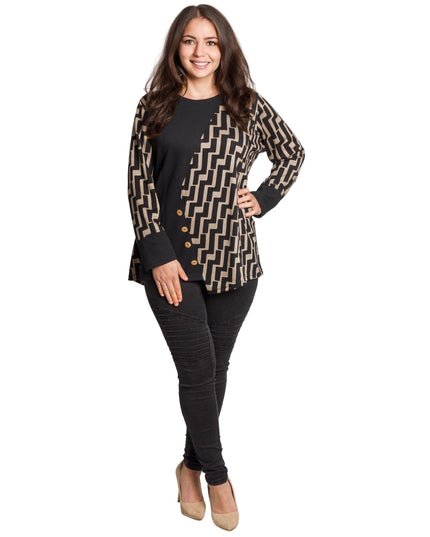 Τουνίκ με σχέδιο και διακοσμητικά κουμπιά