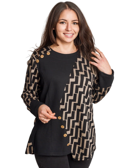 Τουνίκ με σχέδιο και διακοσμητικά κουμπιά