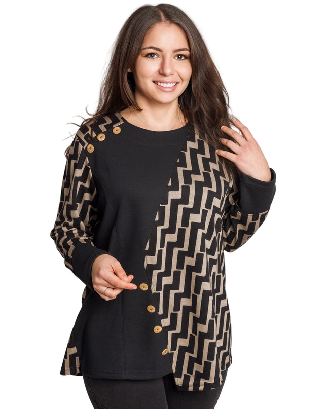 Τουνίκ με σχέδιο και διακοσμητικά κουμπιά