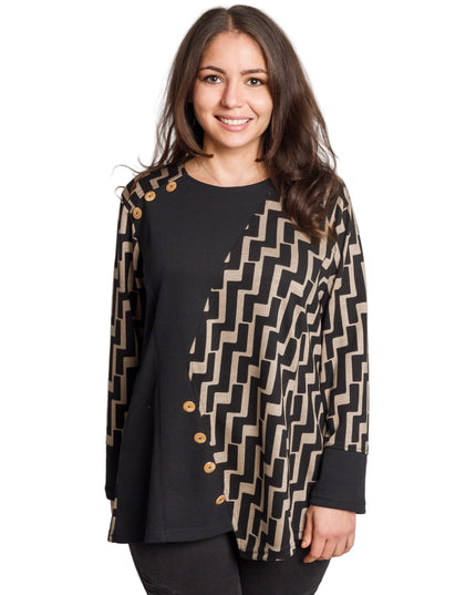 Τουνίκ με σχέδιο και διακοσμητικά κουμπιά