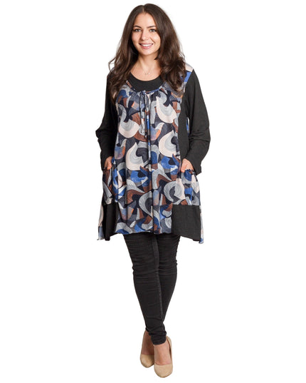 Τουνίκ με πολύχρωμο μοτίβο και τσέπες