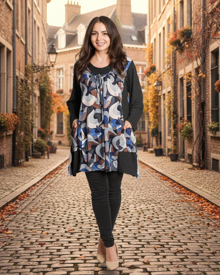 Τουνίκ με πολύχρωμο μοτίβο και τσέπες