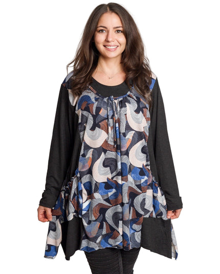 Τουνίκ με πολύχρωμο μοτίβο και τσέπες