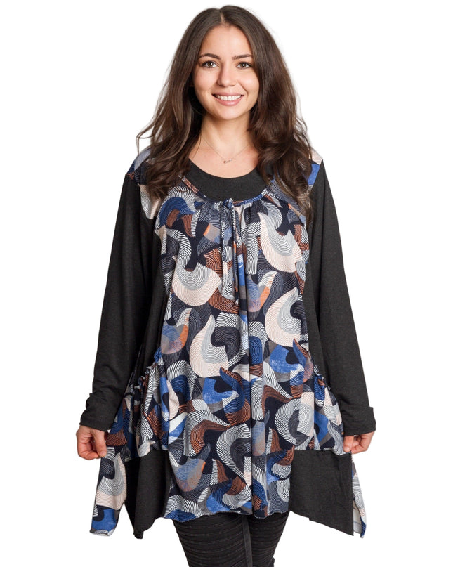 Τουνίκ με πολύχρωμο μοτίβο και τσέπες